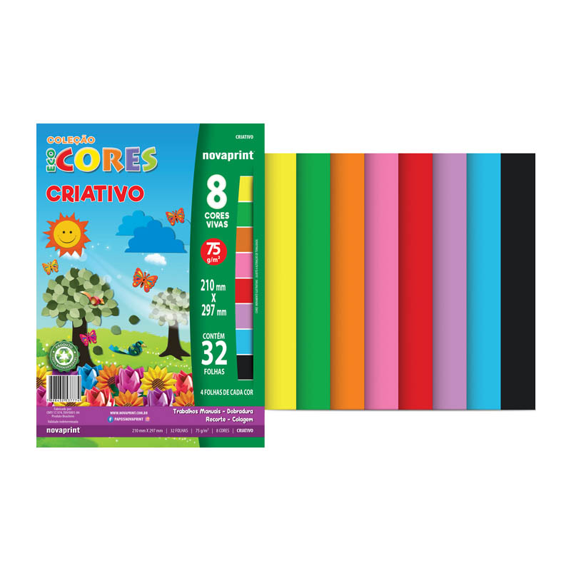 BLOCO ECOCORES A4 08 CORES 75GR COM 32 FOLHAS